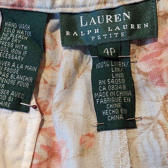 Ralph Lauren Vintage linen shorts size 4P. Spring colors. - Picture 3 of 6